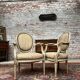 Pair of Armchairs with Back Medallion Lacquered Wood Louis XVI Style XIX Century