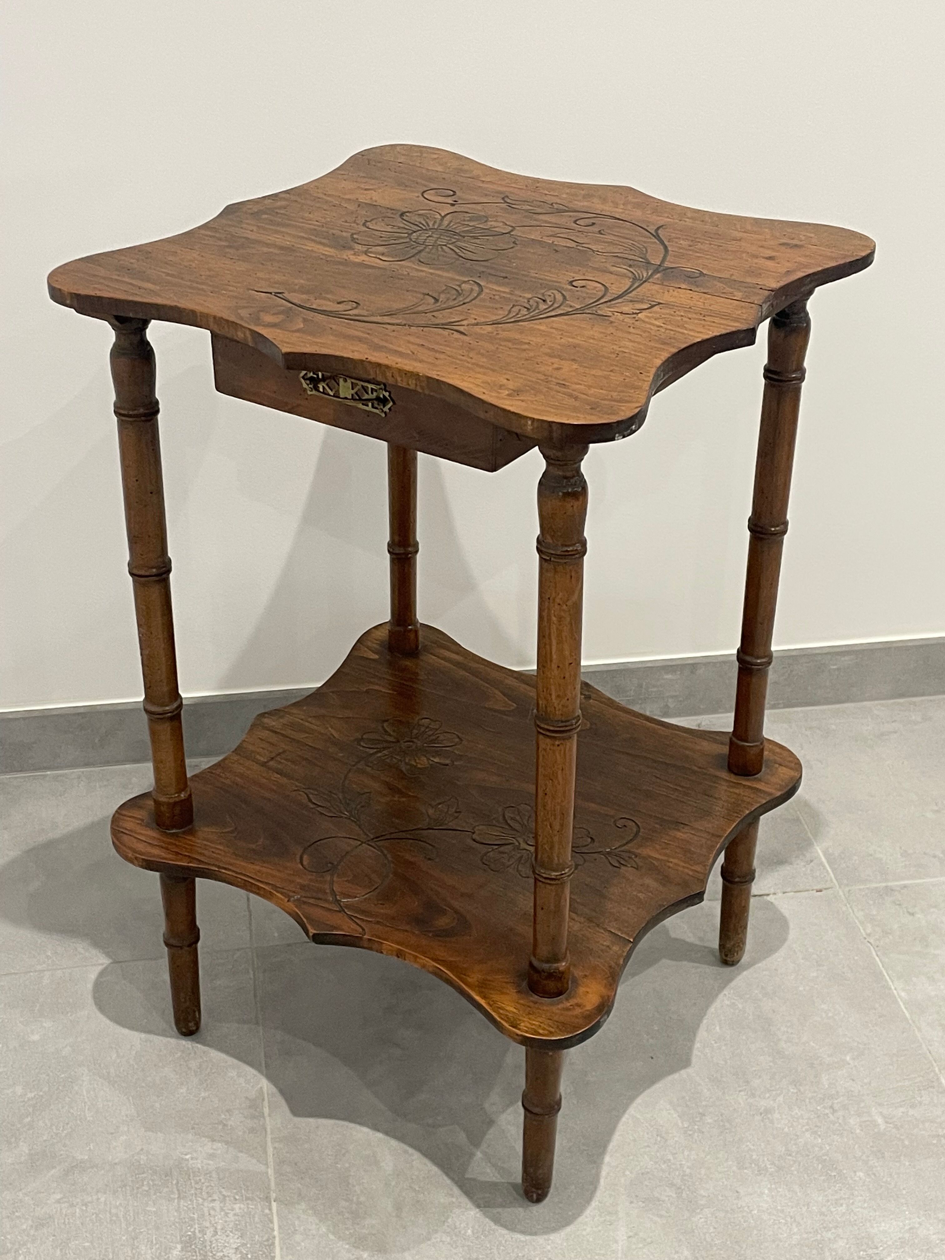 Vintage gueridon side table bamboo way