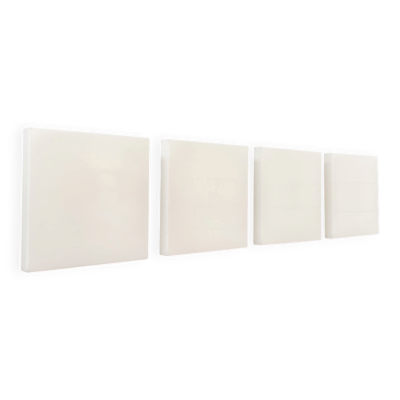 Appliques murales carrées de Trilux, années 1950, ensemble de 4