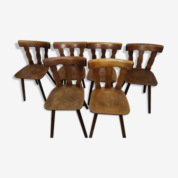 Lot de 6 chaises de bistrot bois, année 70/90