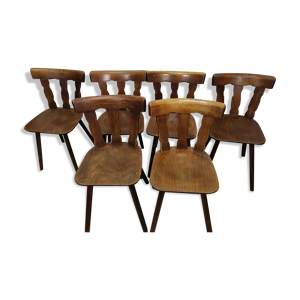 lot de 6 chaises de bistrot bois, année 70/90