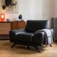 2-seater sofa set + Roche Bobois leather armchair — wooden legs
