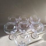 Set of 7 large crystal glasses for wine or cocktail tasting