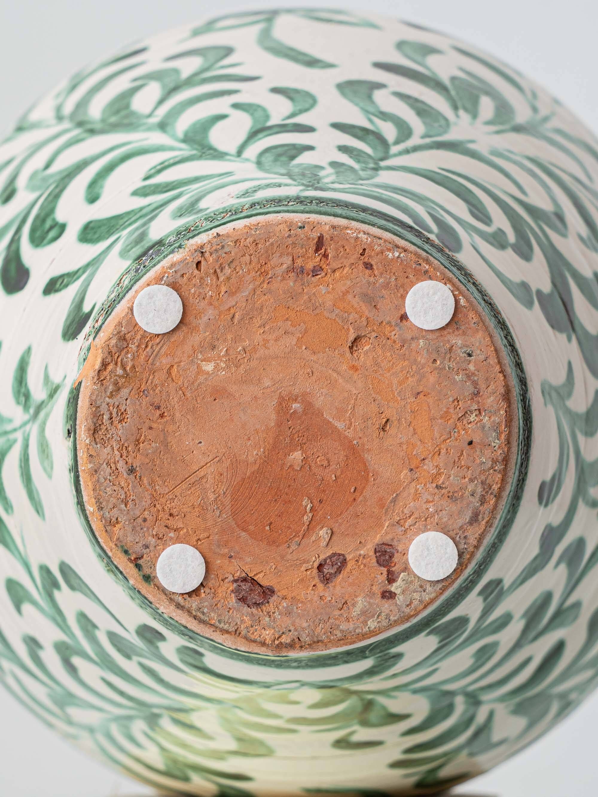 Spanish Revival Ceramic Table Lamp Pair from Granada, New Linen Lampshades