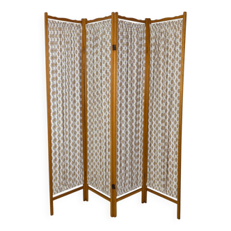 Wooden and fabric screen, circa 1960