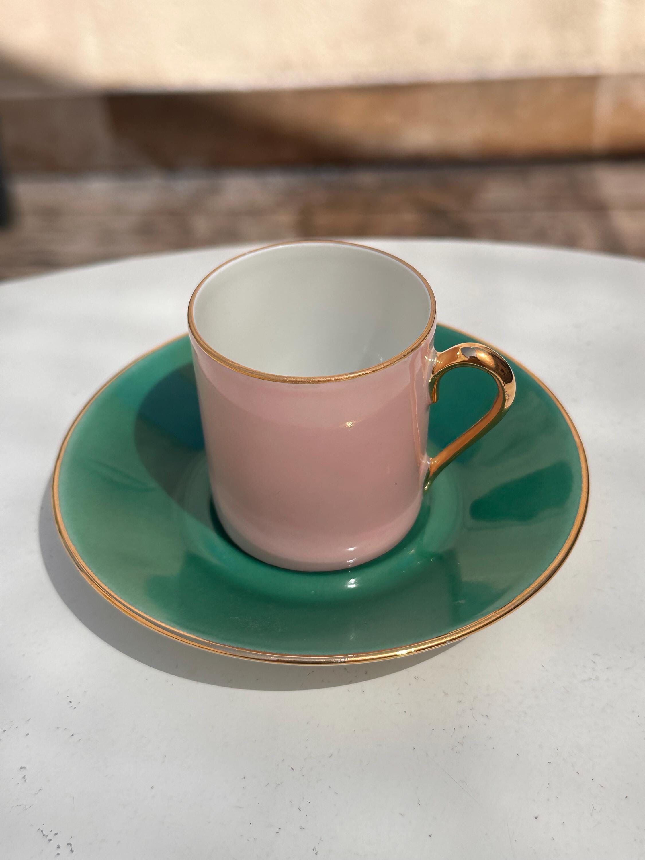 Vintage "Mix and Match" coffee cup set, Sologne porcelain