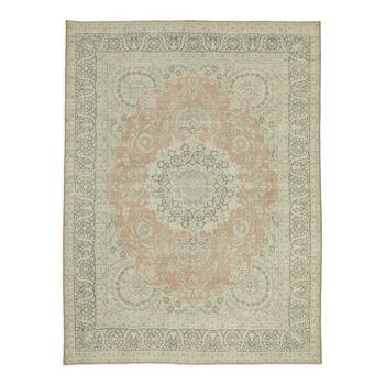 Hand-knotted persian vintage 1970s 290 cm x 390 cm beige wool carpet