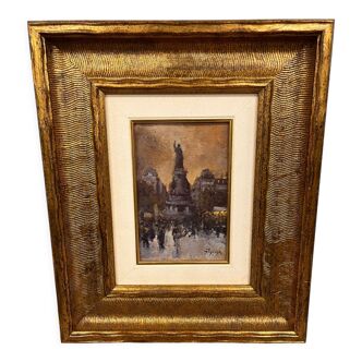 Painting of the Place de la République in Paris by Jozef Popczyk (1890-1971)