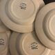 9 dessert plates old chickens, geese and pheasants blue field service Terre de Fer