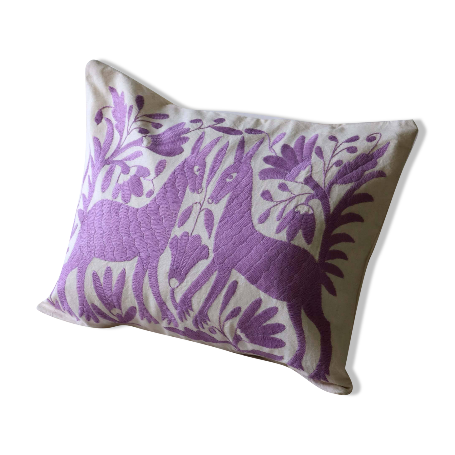 Hand-embroidered cushion