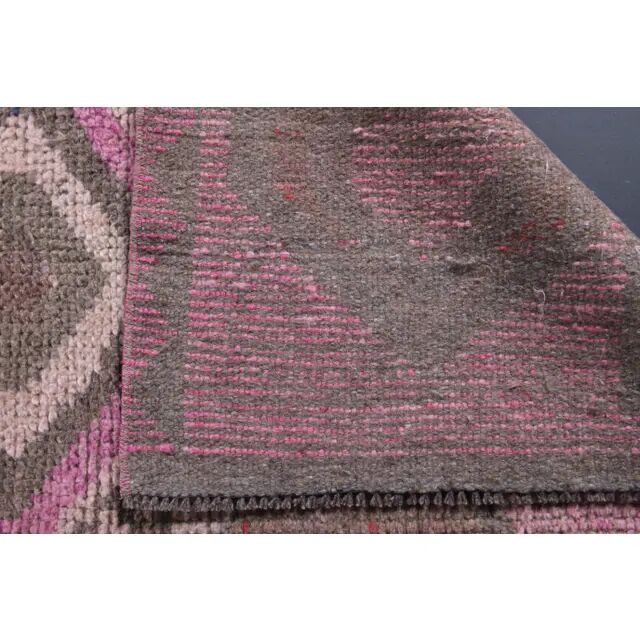 Vintage Turkish Oushak Handmade Wool Cotton Pink Runner Rug 294x283