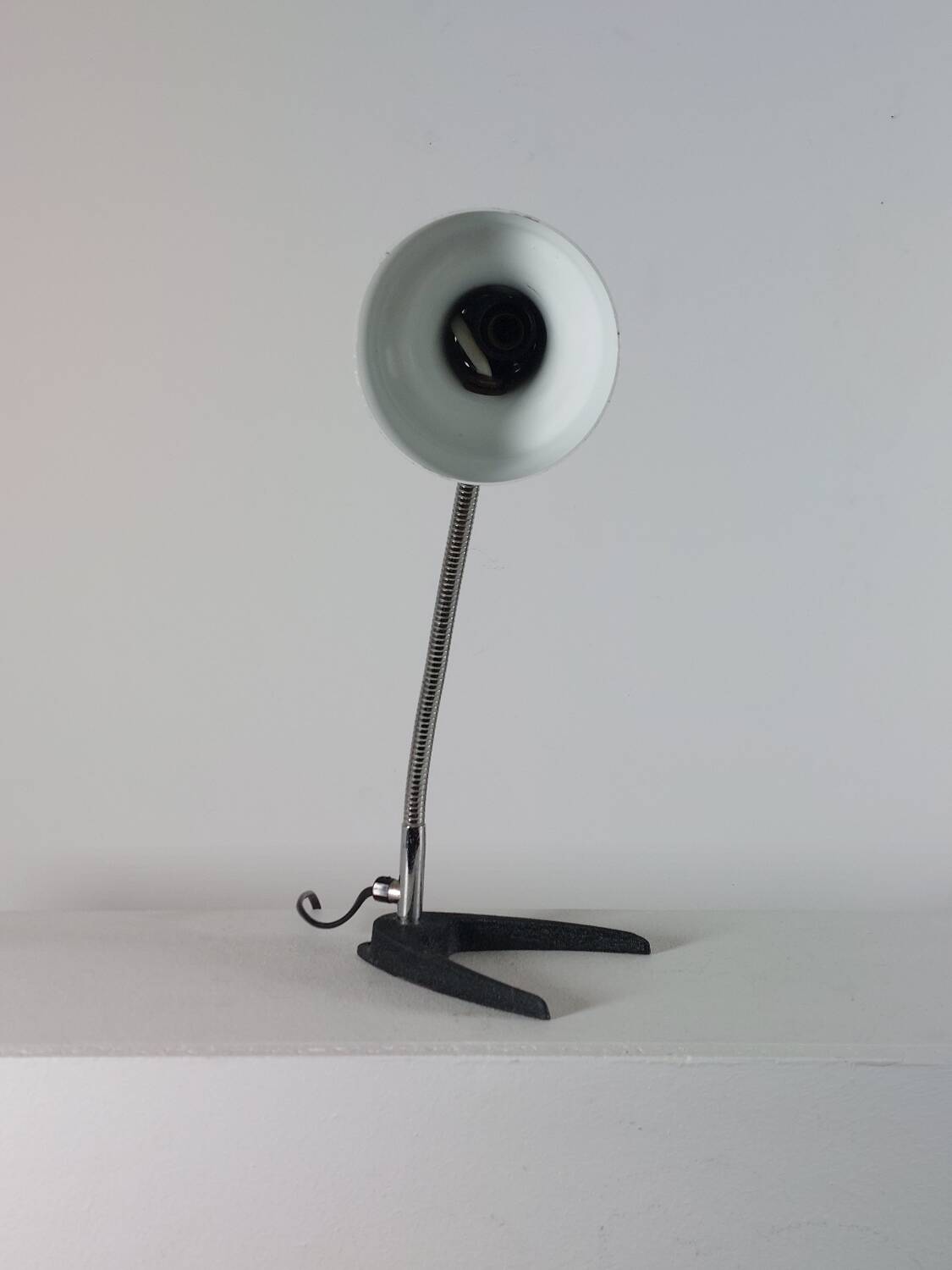 Yellow-green metal table lamp, 1950s.