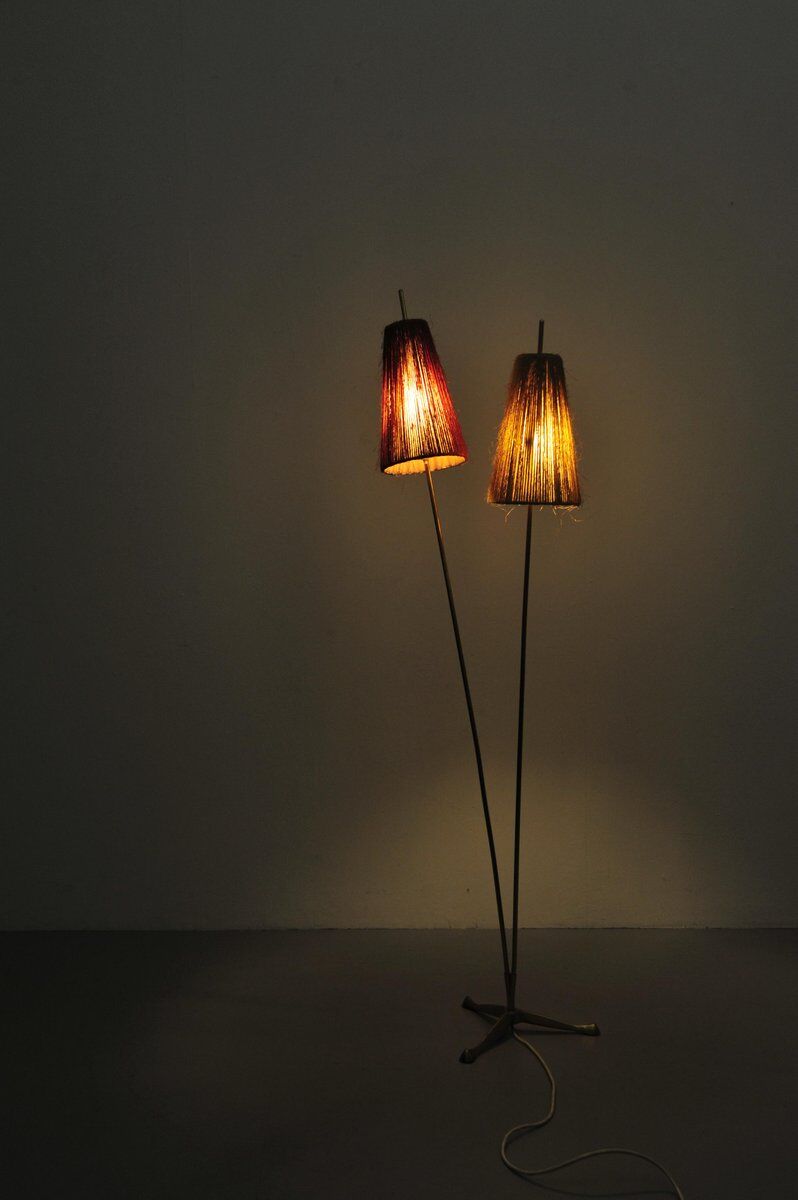 Floor lamp with brass base, 1950s