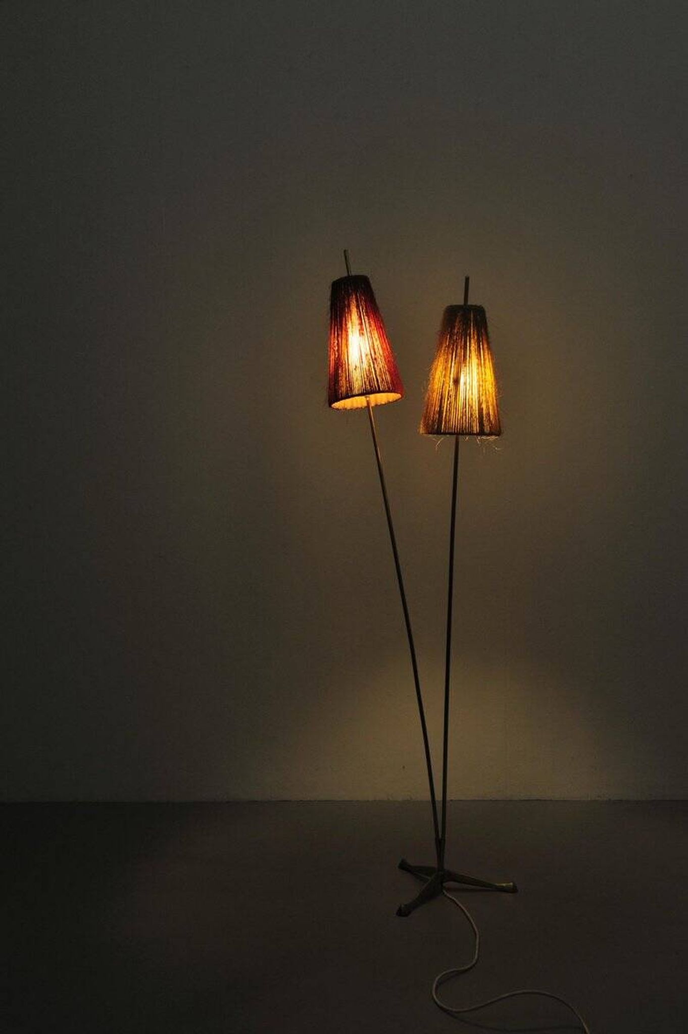 Floor lamp with brass base, 1950s