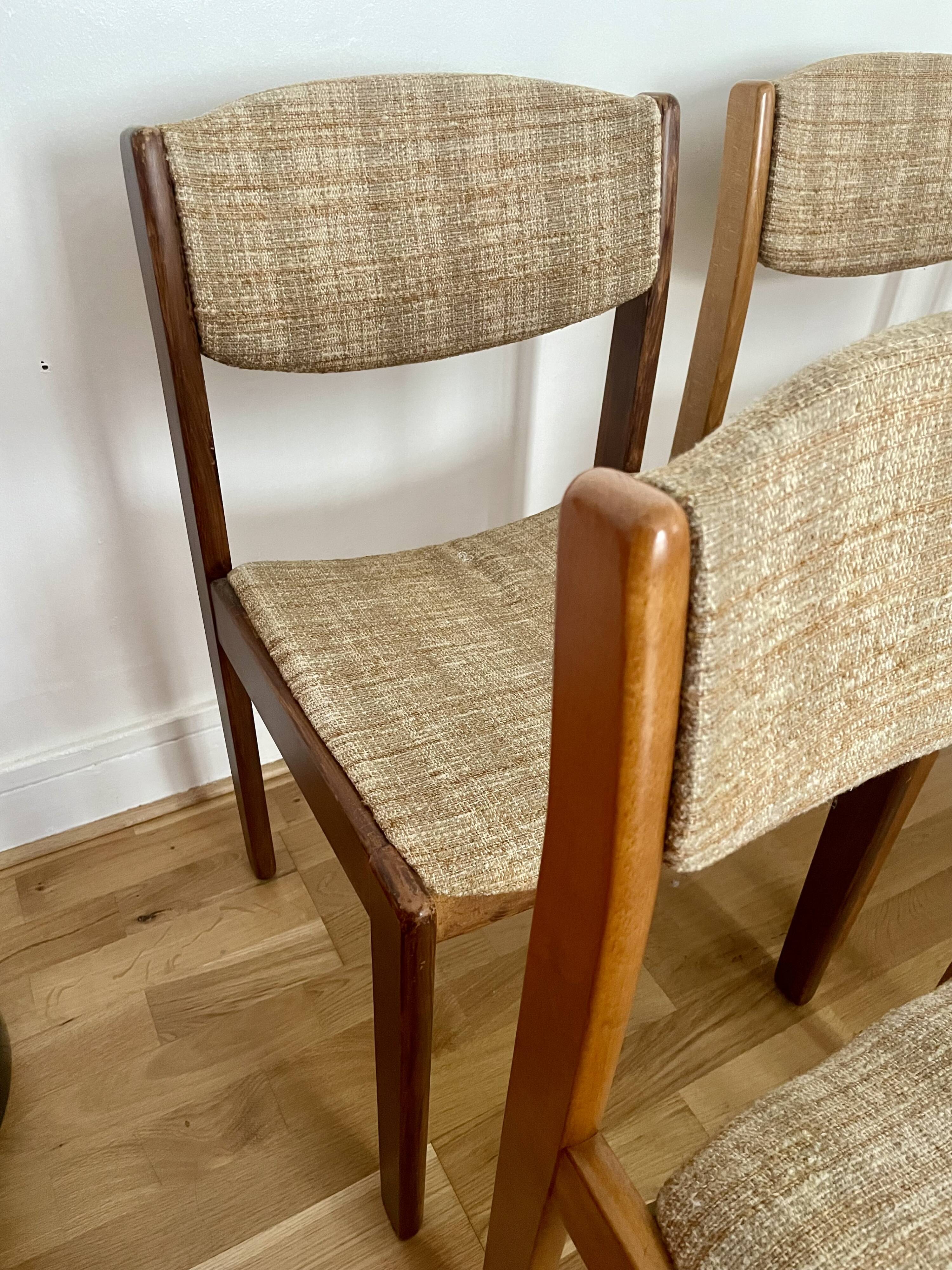 Lot of 6 vintage style Baumann wooden textile chairs.
