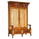 Victorian Antique Bacon Bench in Carved Walnut by Hampton & Sons