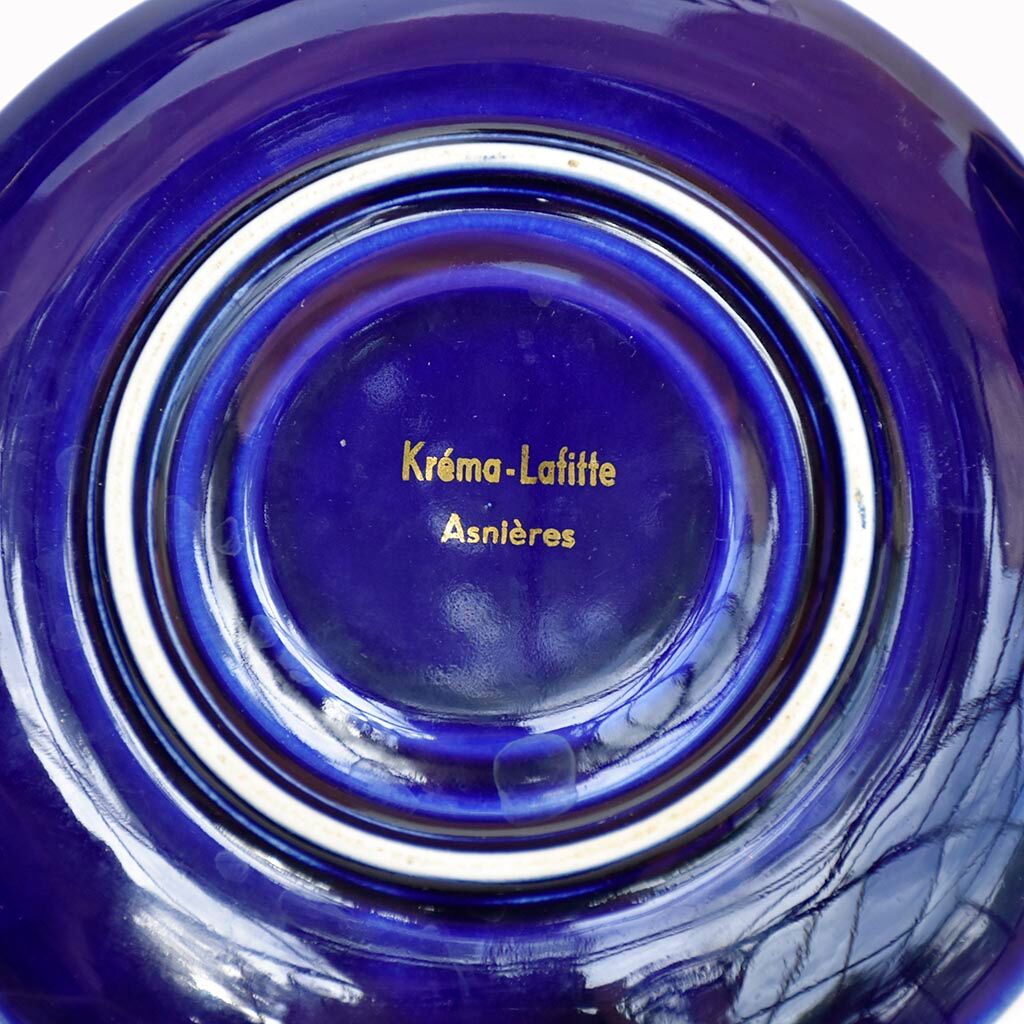 Coffee service Kréma Lafitte Asnières porcelain gold blue ⋆ Brocante Chic