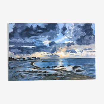 Seasideboard brittany oil painting on canvas