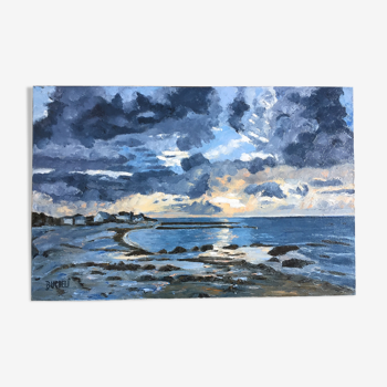 Tableau bord de mer Bretagne Peinture huile sur toile