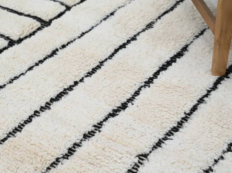 White geometric Beni ouarain rug 200*300 cm