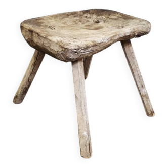Primitive Wabi-Sabi Hand-Carved  Stool. 1850-1900