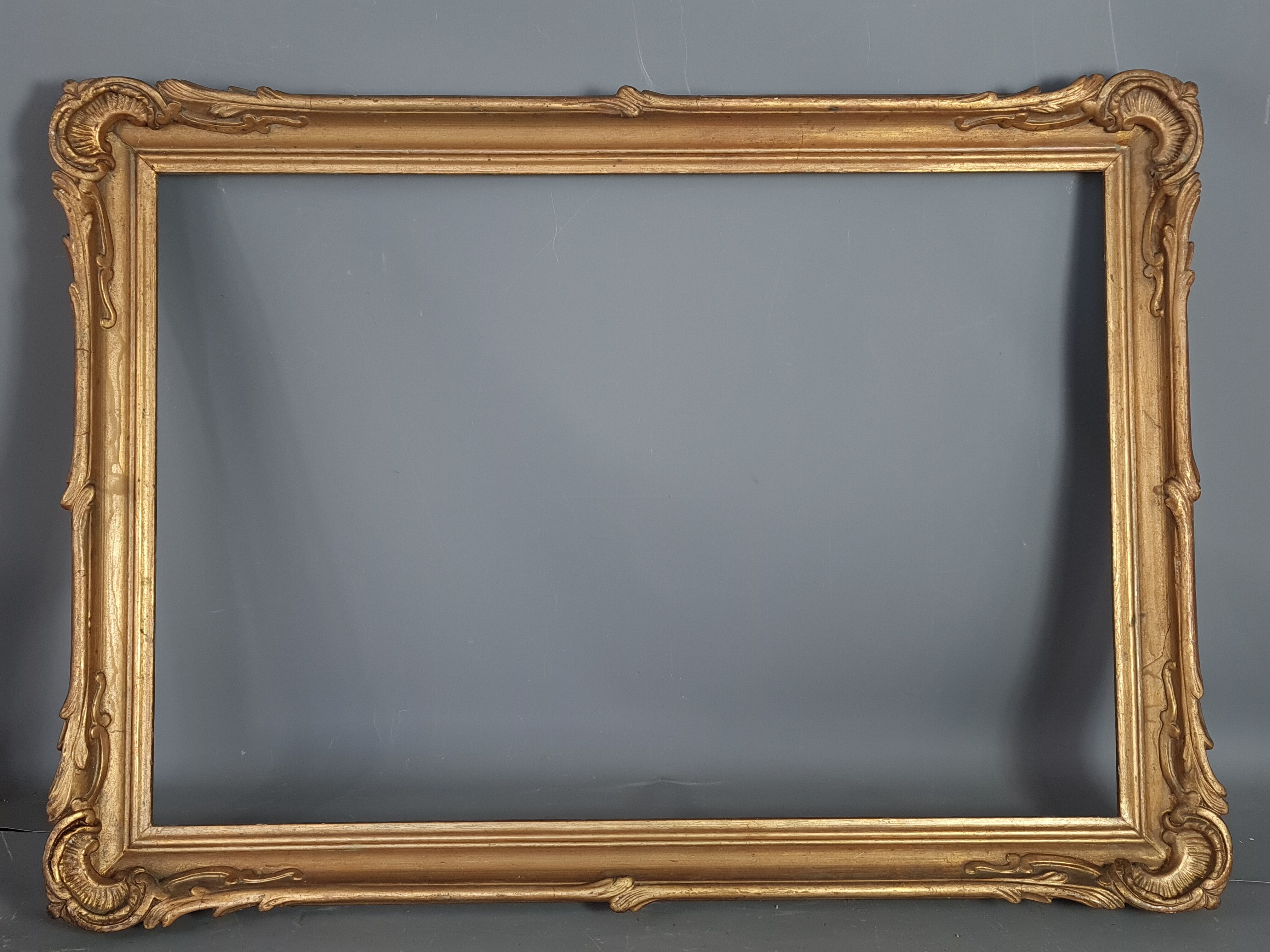 Old gilded stucco wood ear frame 63x45.5 cm, foliage 56.4x39 cm SB