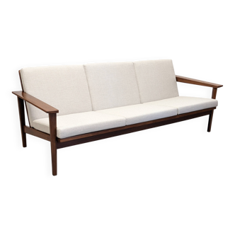 Scandinavian style three-seater sofa in teak, France circa 1950.