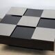 Vintage coffee table in lacquered wood and aluminium - 1970s