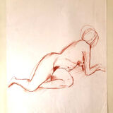 Drawing Nude with Sanguine on Paper