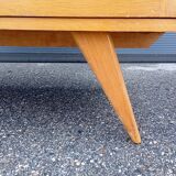 Vintage oak and rattan wardrobe