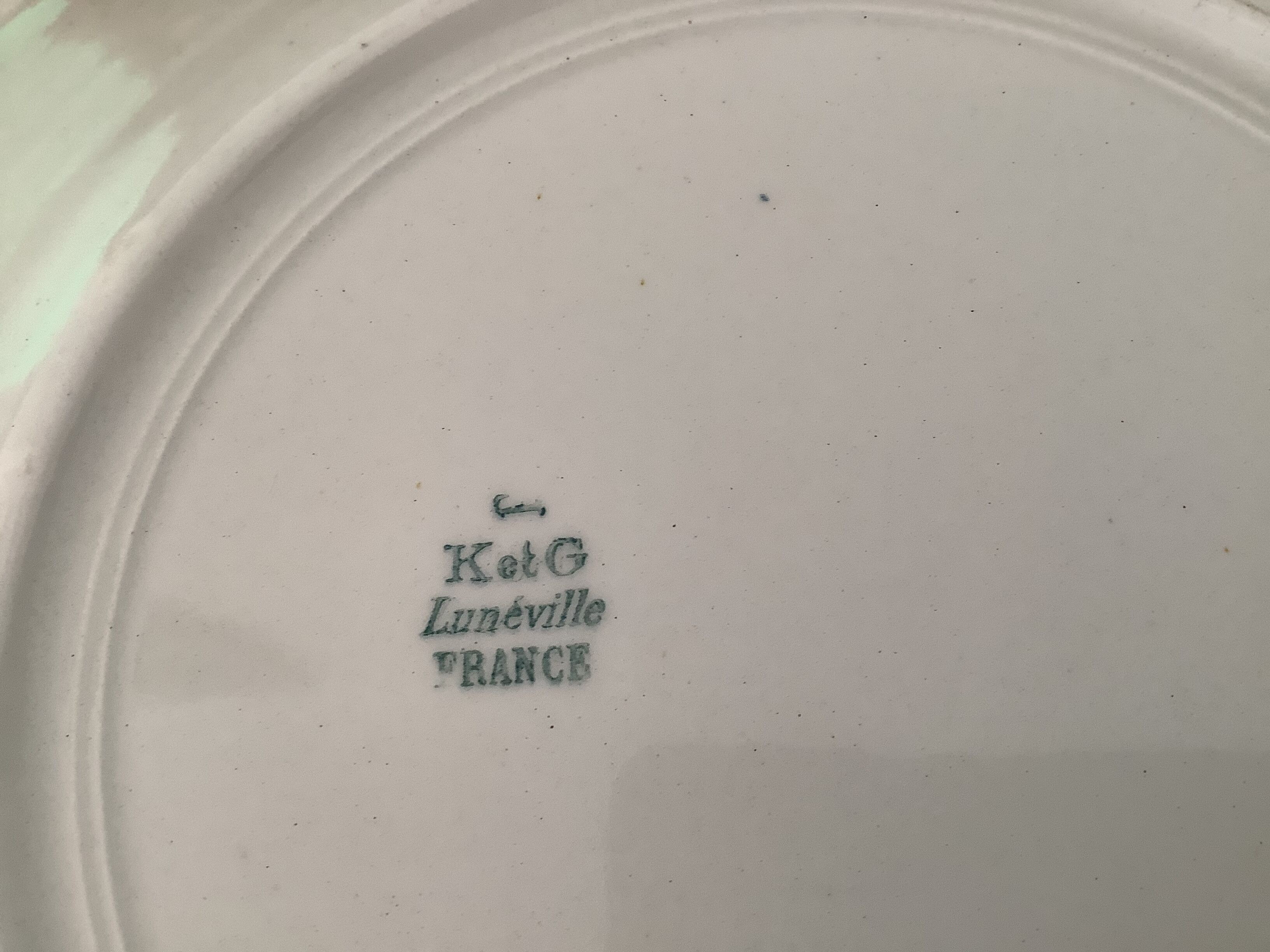 Lunéville set of 6 plates of antique white porcelain tableware with floral decoration