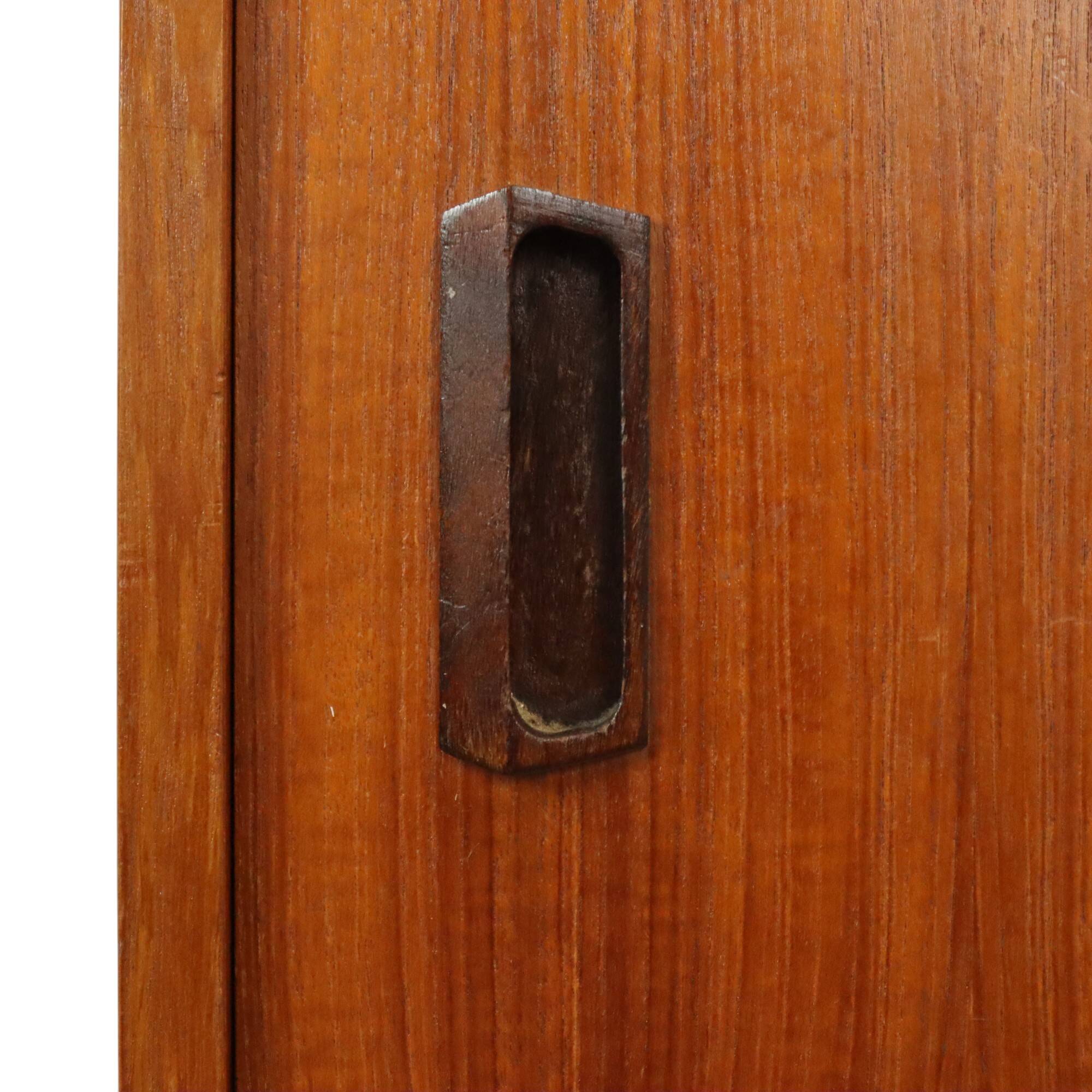 Large Wooden Display Cabinet Teak Veneer Sixties Design 110cm