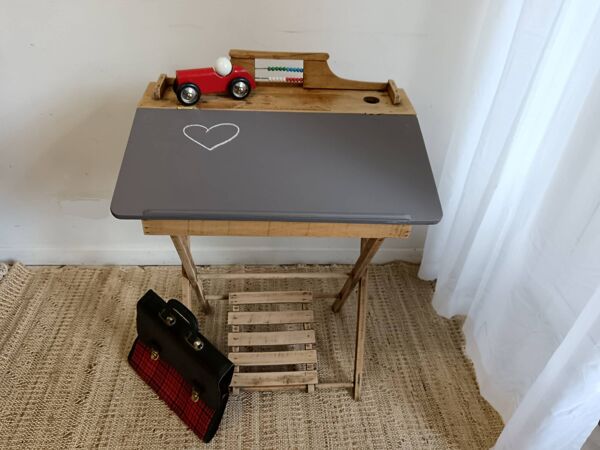 Pupitre d'écolier en bois enfant pliable ardoise