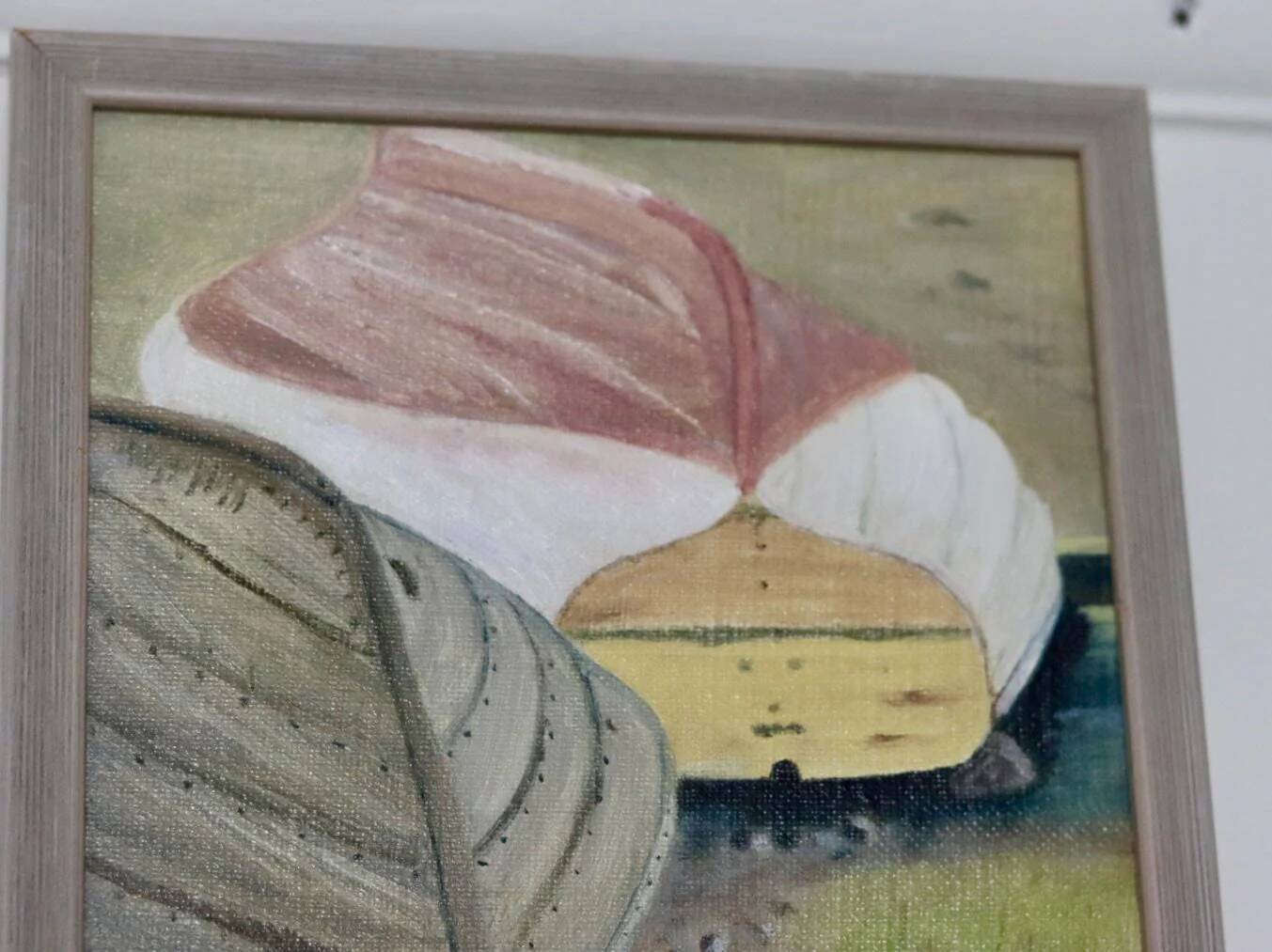 Original Swedish modernist oil on canvas from 1989 "Boats"