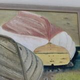 Original Swedish modernist oil on canvas from 1989 "Boats"