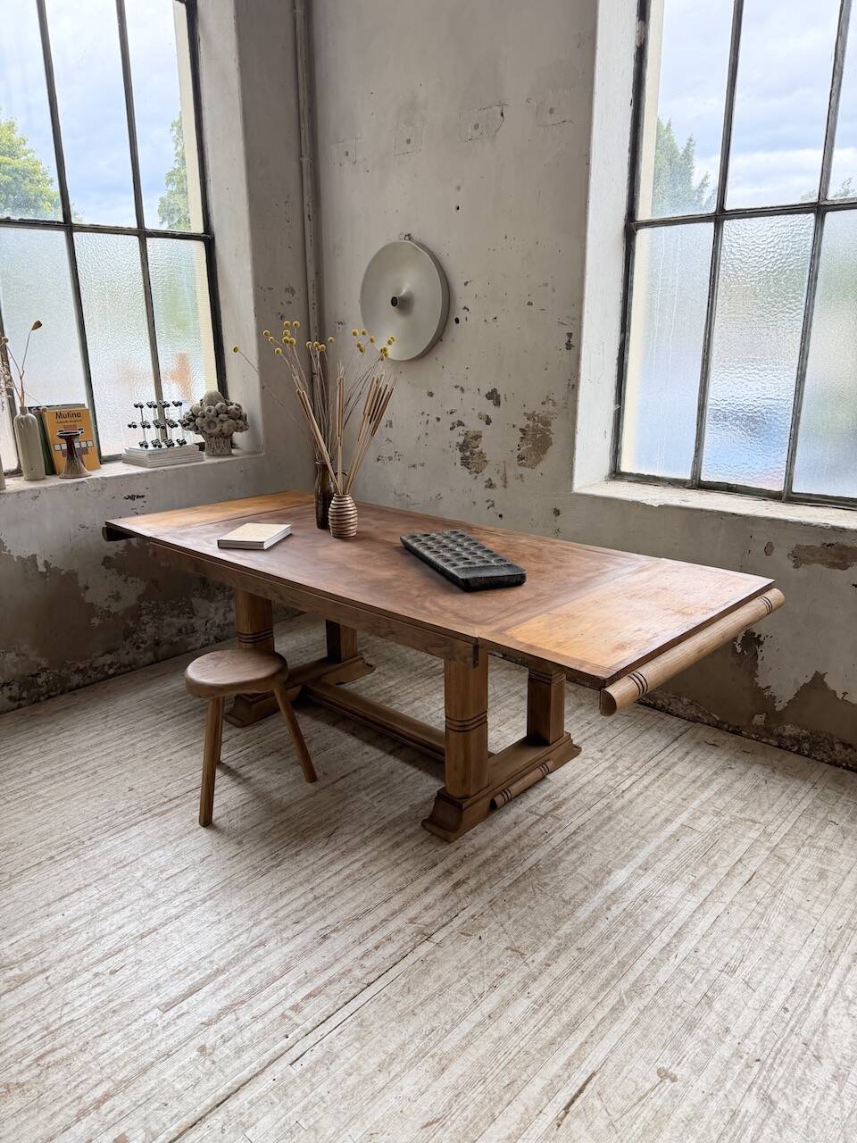 Table de repas chêne 1940 Dudouyt 240cm