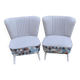 Set of 2 vintage multicoloured cocktail chairs in fabric and wood from the 1950s.