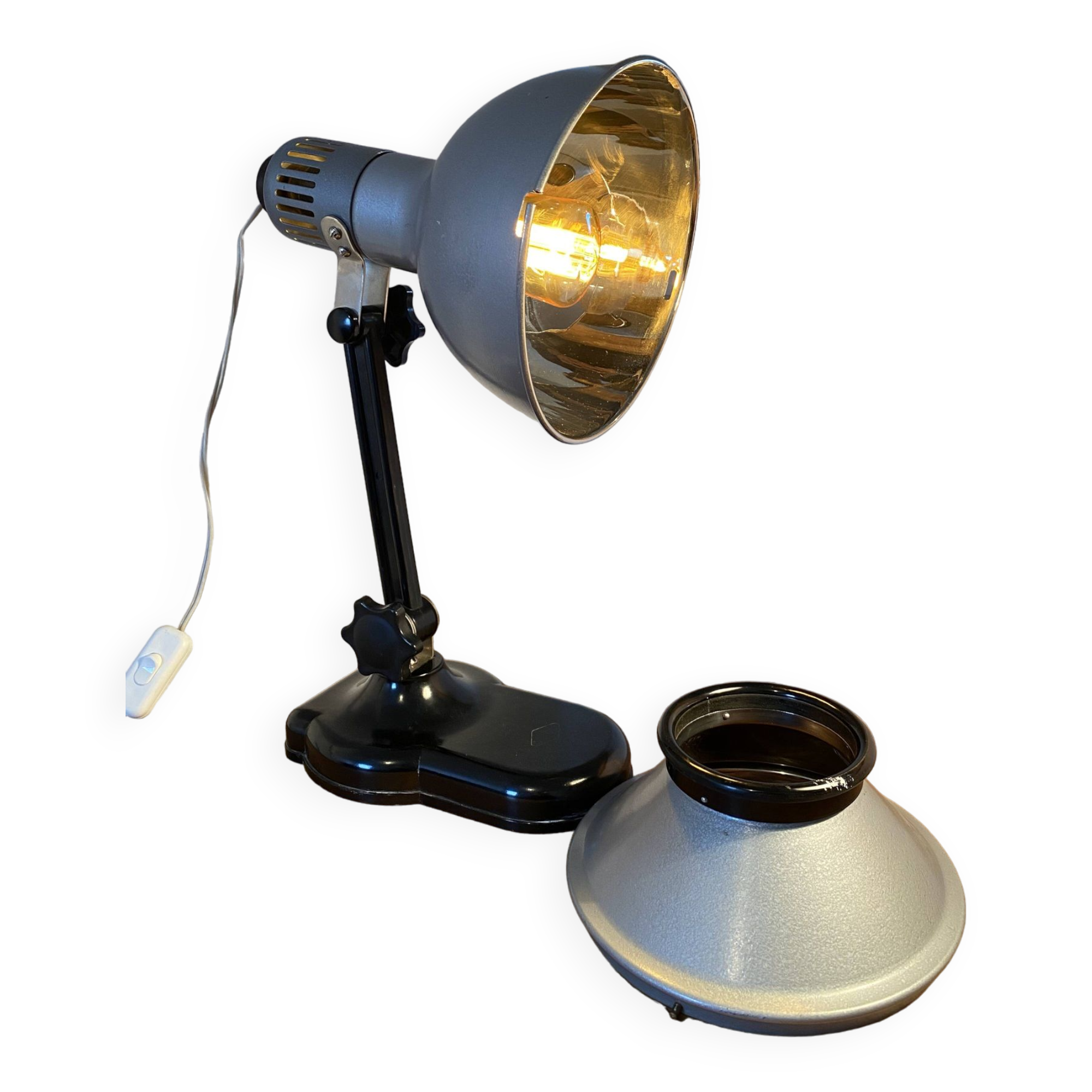 Sollux metal and Bakelite lamp. Industrial