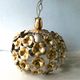 Hanging lamp with flowers in gilded metal, 60/70 years