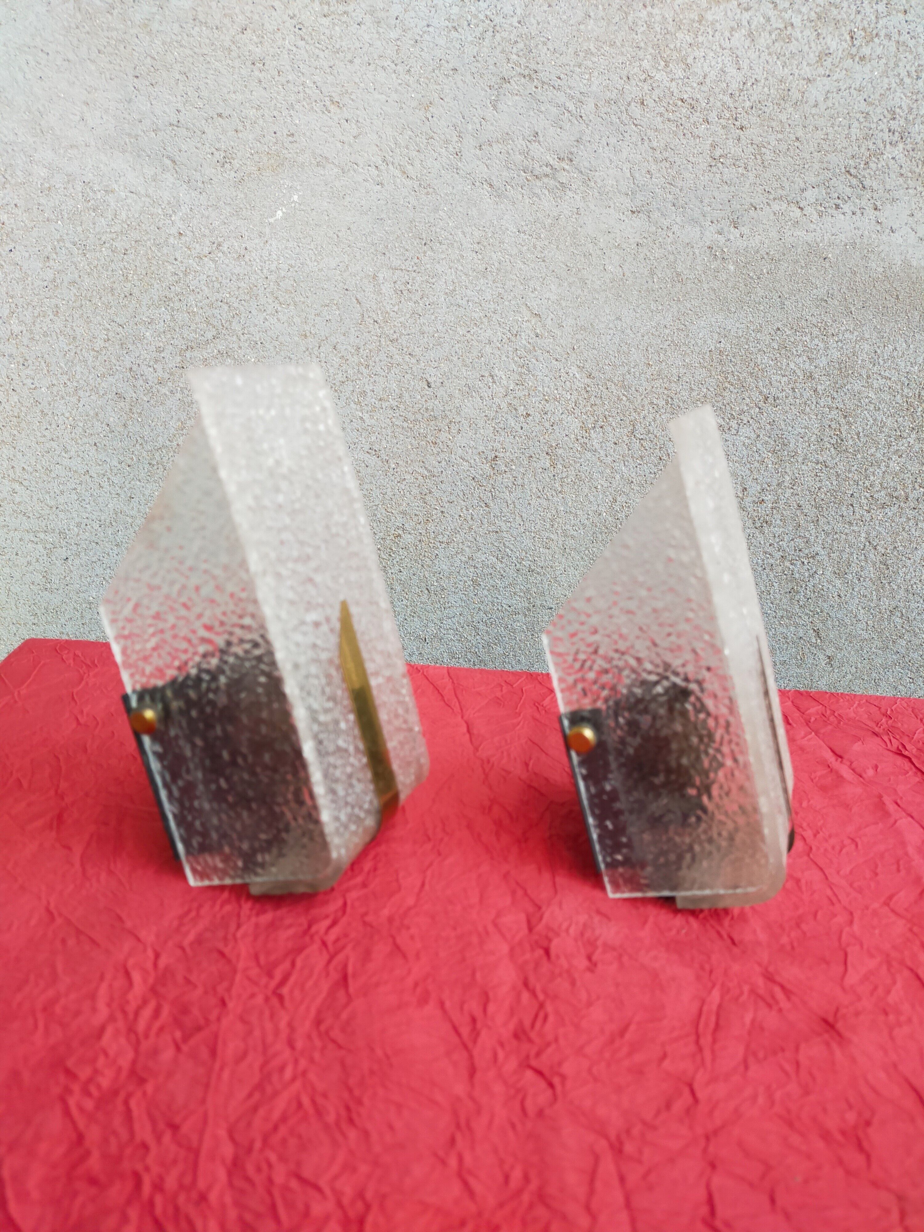 Vintage wall lamps in plexiglass and brass