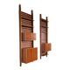 1950s Italian mid-century teak floor-to-ceiling wall unit