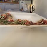 Raspberry pattern barbotine dish signed Chaumette