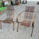 Paire de fauteuils en métal perforé de René Malaval 1950