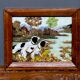 "Chiens en chasse". Signature. Huile sur panneau.