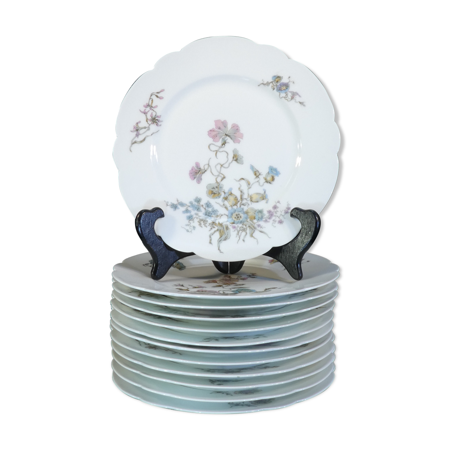 12 Limoges porcelain dinner plates for E.Bourgeois Paris