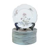 12 assiettes plates en porcelaine de Limoges pour E.Bourgeois Paris