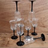 8 Luminarc wine glasses model 'OCTIME' black base "ESSO"