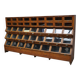 Very large Dutch oak showcase for grocery or haberdashery, 1920s-1930s