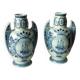 Pair of delft earthenware vases from holland with marine boat decor