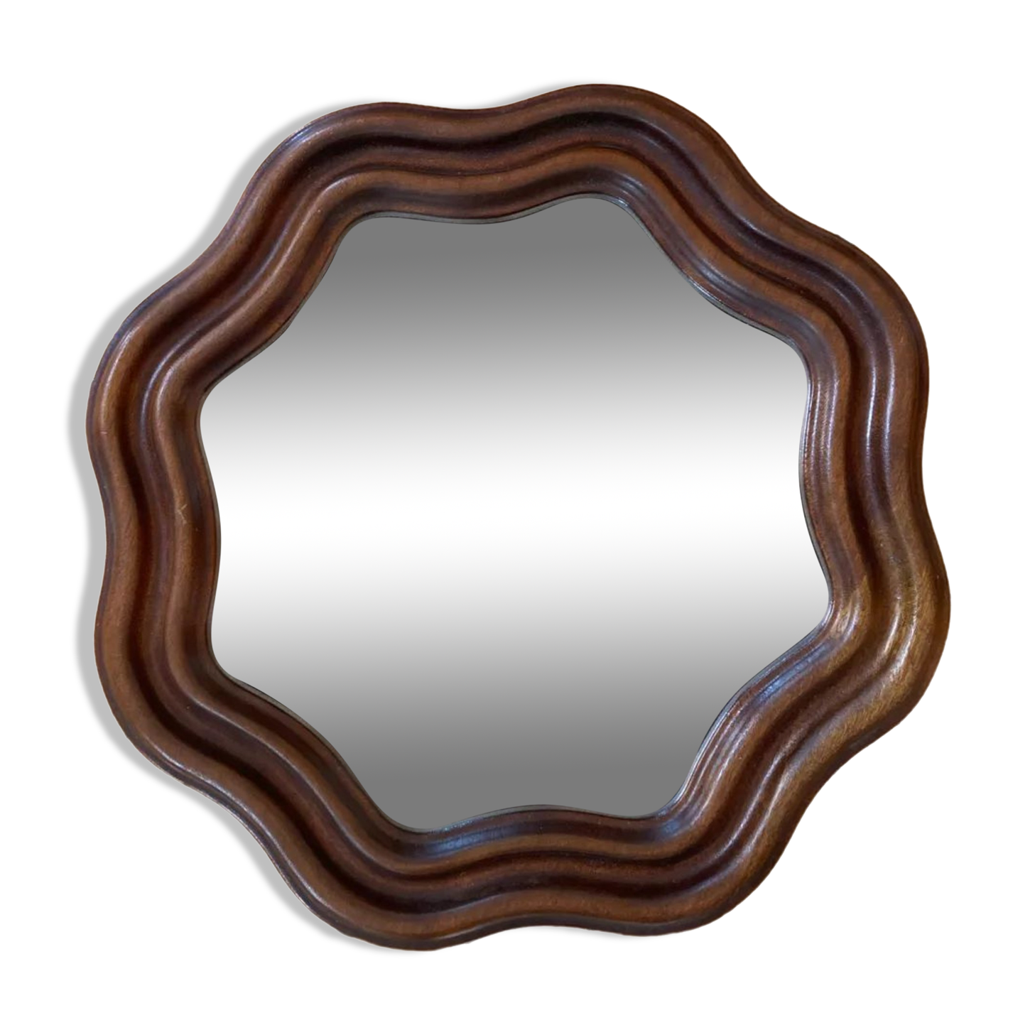 Corrugated wooden mirror